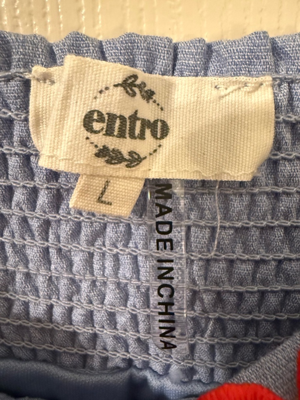 Entro Blue Scallop Trim Tank Dress Smocked Pockets Boho Summer - Picture 2 of 7